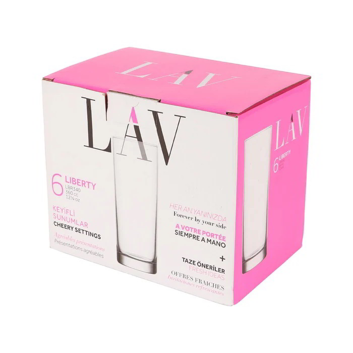 LAV Empire Long Drink 360ml Koktélos üveg pohár szett 6 darabos (LV-LBR340F)