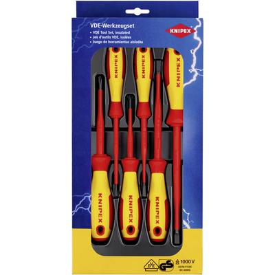 VDE Csavarhúzó készlet 6 részes Knipex Egyeneshornyú, Kereszthornyú Phillips (00 20 12 V02)