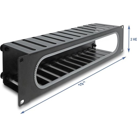 DELOCK 19" 2 HE Kabelmanagement Rangierpanel mit Öffnung sch