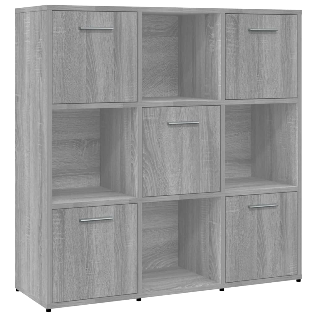 szürke sonoma színű szerelt fa könyvszekrény 90 x 30 x 90 cm (815550)
