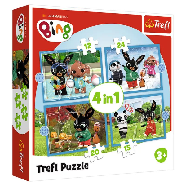 Trefl 34631 - Bing és az évszakok 4 az 1-ben 12 -15 - 20 - 24 darabos puzzle