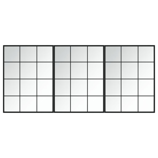 Oglinzi de perete, 3 buc., negru, 80x60 cm, metal