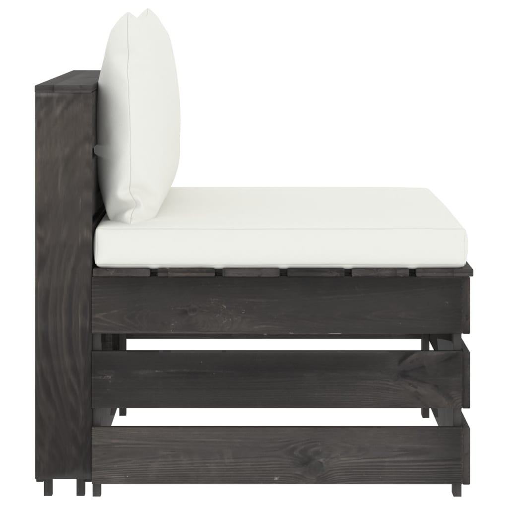 szürke impregnált fa elemes középső kanapé párnákkal (3068122)