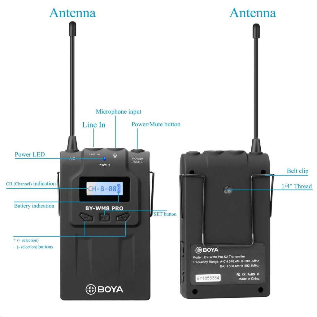 Boya Audio BY-WM8 Pro-K1 UHF vezetéknélküli szett (1+1) (BY-WM8 Pro-K1)