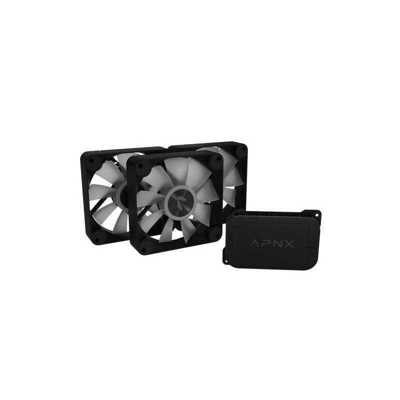Ventilátor APNX FP1-R PWM, fordított légáramlás, ARGB - 120mm, 3darabos, fekete (FP1-R 120-3 Pack BK)
