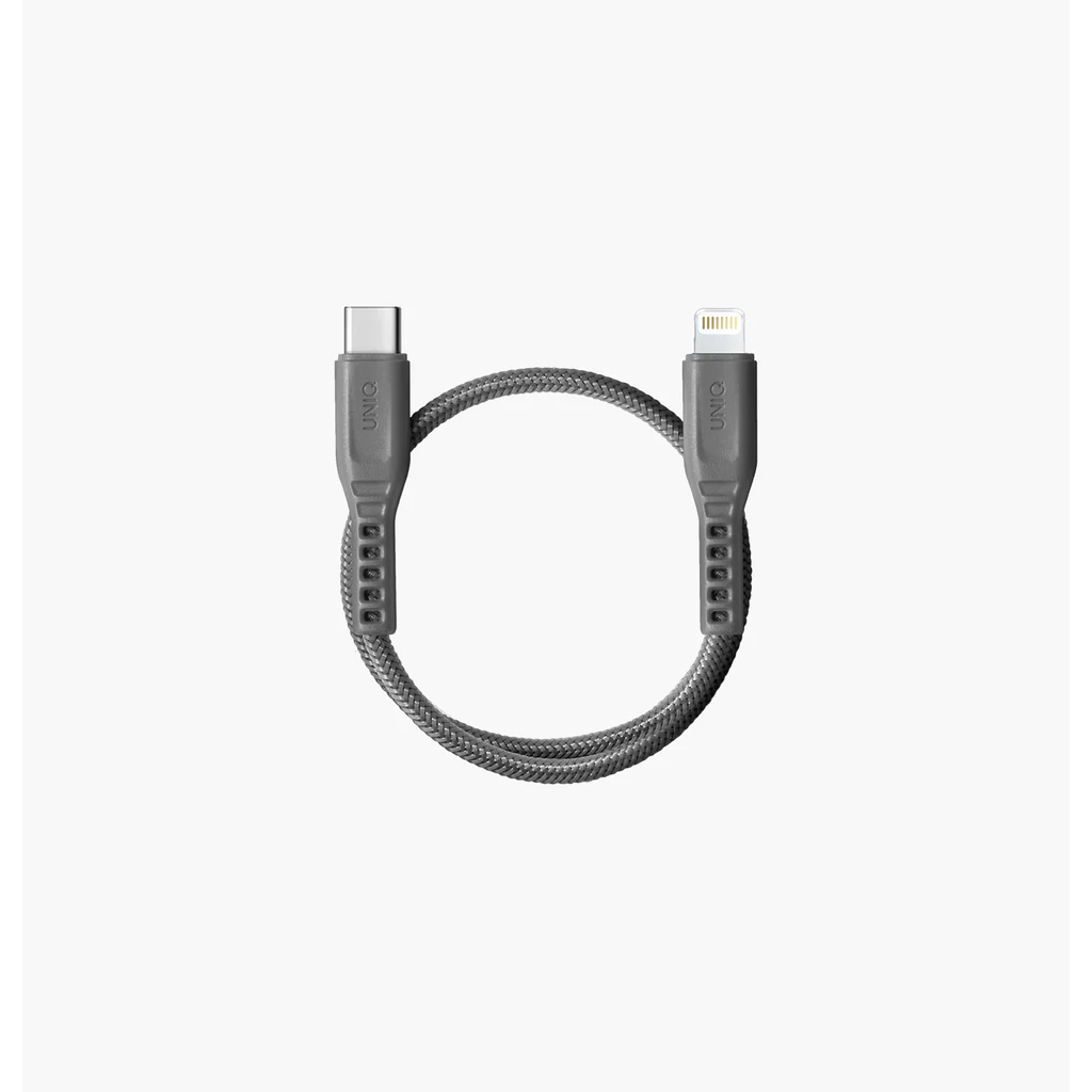 Uniq Flex USB-C apa - Lightning apa 2.0 Adat és töltő kábel - Szürke (0.3m) (UNIQ-FLEX030(CTMFI)-GREY)