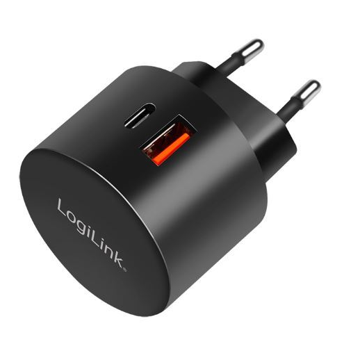 Duální USB adaptér pro rychlé nabíjení, USB-C, 1xUSB-A, 20 W kulatý