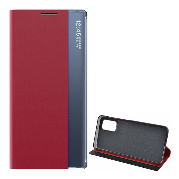 Tok álló, textil hatású (aktív FLIP, oldalra nyíló, asztali tartó funkció, Smart View Cover) PIROS [Samsung Galaxy A32 5G (SM-A326)] (5996591045610)