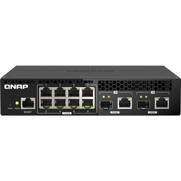 QNAP QSW-M2108R-2C hálózati kapcsoló Vezérelt L2 2.5G Ethernet (100/1000/2500) Ethernet-áramellátás (PoE) támogatása Fekete