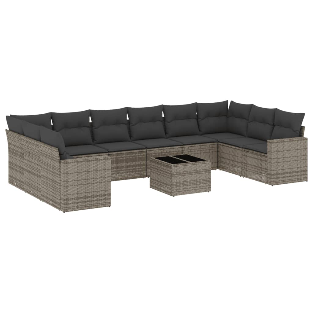 11 részes szürke polyrattan kerti ülőgarnitúra párnákkal (3219470)