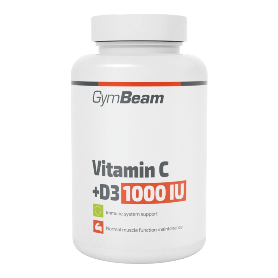 Výživový doplnok GymBeam Vitamín C D3 1000 IU vitamín C tablety 90 ks. (HMLY-35998-1-90tab)