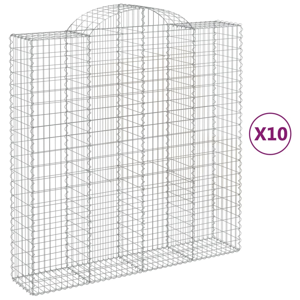 10 db íves horganyzott vas gabion kosár 200x50x200/220 cm (3146433)