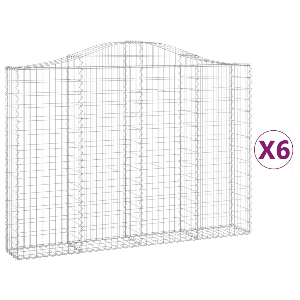 6 db íves horganyzott vas gabion kosár 200x30x140/160 cm (3145476)