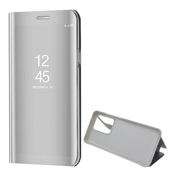 Tok álló (aktív FLIP, oldalra nyíló, asztali tartó funkció, tükrös felület, Mirror View Case) EZÜST [Samsung Galaxy S20 Ultra 5G (SM-G988B)] (5996457935383)