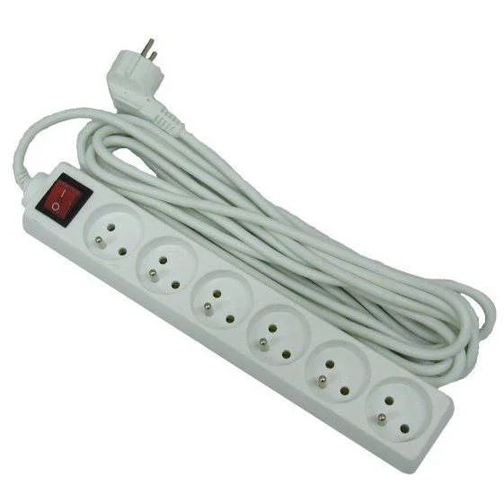PremiumCord hosszabbító kapcsolóval 6 francia aljzat 7m fehér (pp6k-07) (pp6k-07)