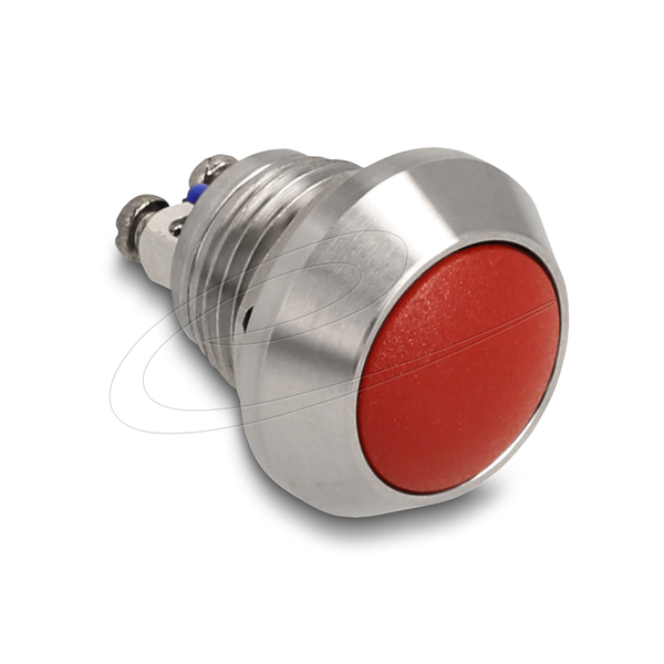 DELOCK Drucktaster zum Einbau 12 mm 2 x Schraubklemme rot