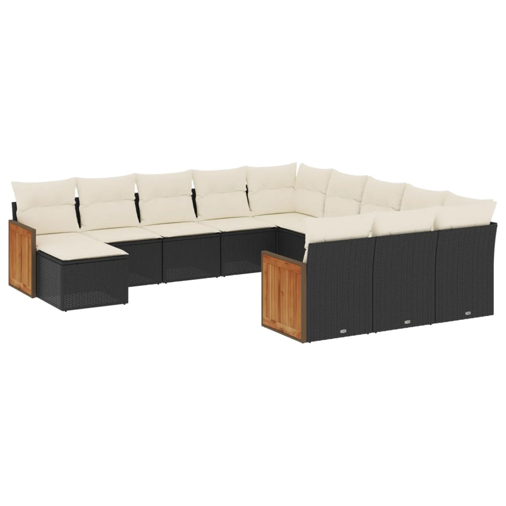 12 részes fekete polyrattan kerti ülőgarnitúra párnákkal (3260663)