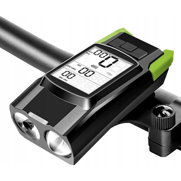 Set 3v1 USB akumulatorske LED kolesarske svetilke 4000mAh + števec in hupa