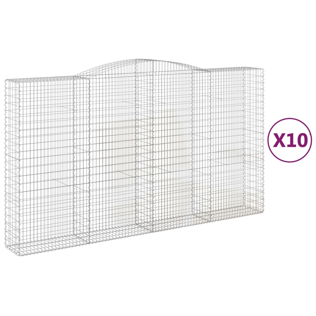 10 db íves horganyzott vas gabion kosár 400x50x220/240 cm (3147082)