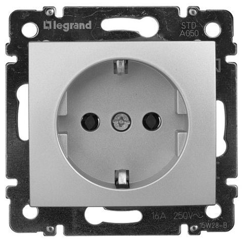 Legrand Valena 2P+F csatlakozóaljzat alumínium (770120) (leg770120)