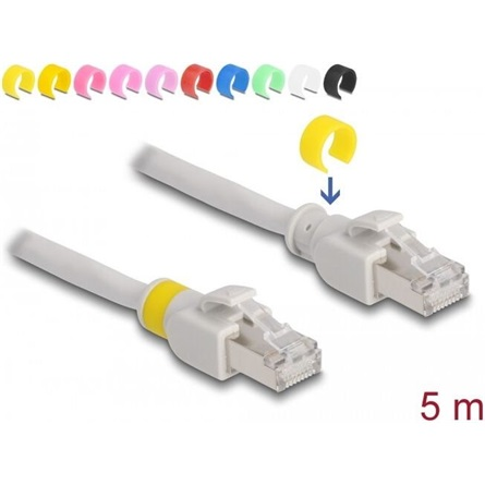 Síťový kabel RJ45 Cat.6A S/FTP s barevnými klipy 5 m Delock 80121