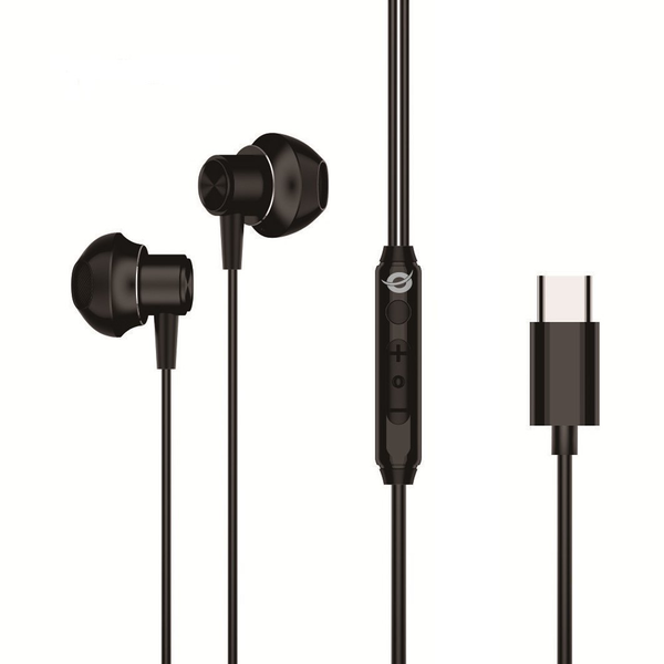Conceptronic BRENDAN04B auscultador Auscultadores Com fios Intra-auditivo Chamadas/Música USB Type-C Preto