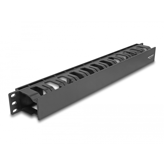 Delock 19 , 1U magas, 2 nyílásos, fekete kábelrendező elem műanyagból (67021) (67021)