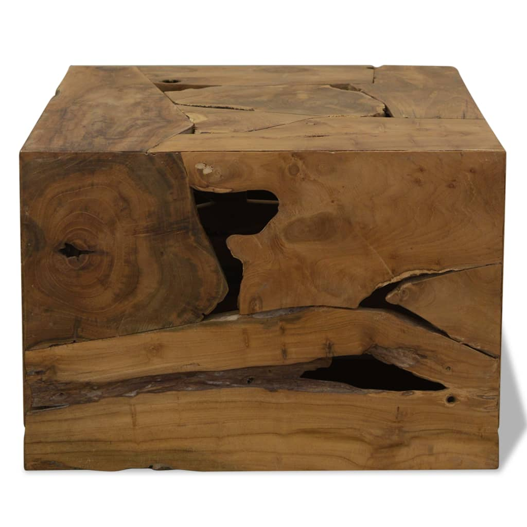 barna, valódi tíkfa dohányzóasztal 50 x 50 x 35 cm (244557)