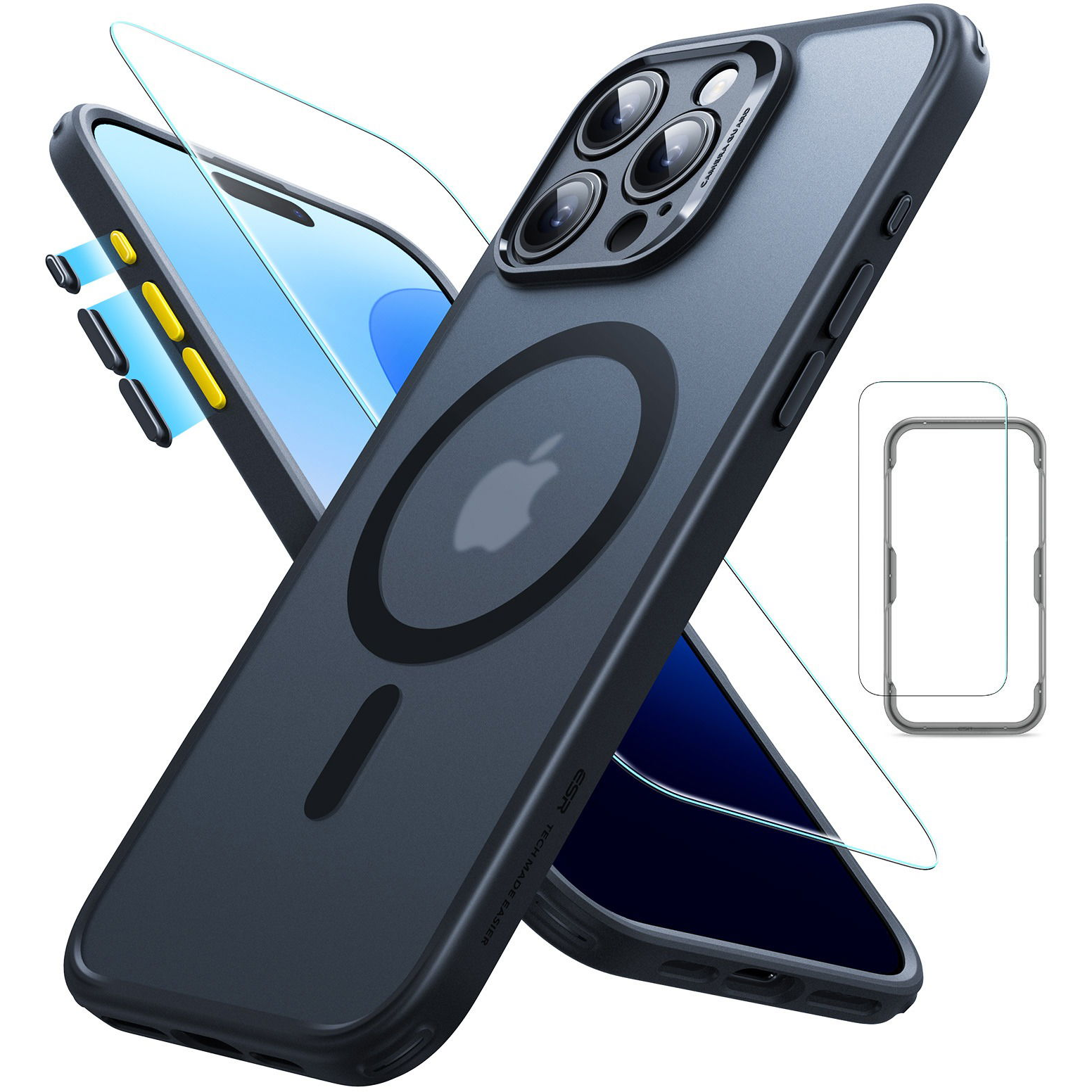 ESR Classic Pro Case (HaloLock) Set, Compatible with iPhone 16 Pro, Frosted Black tok (1A7780101)