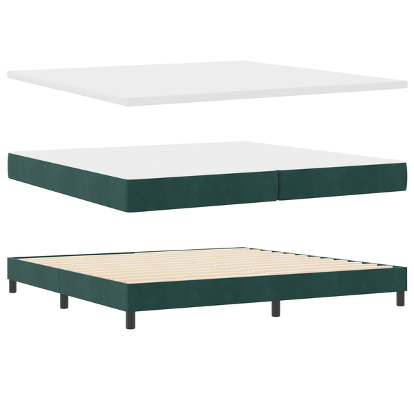 Boxspring Ágy Matrac Vele 200x200 cm Sötét Zöld Bársonyos