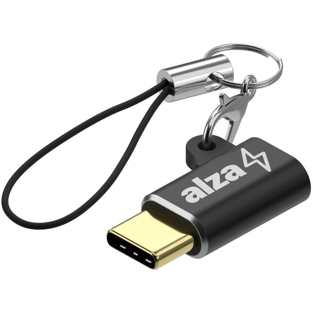 AlzaPower USB-C (M) to Micro USB (F) Keychain fekete (APW-ADTCMU1B)