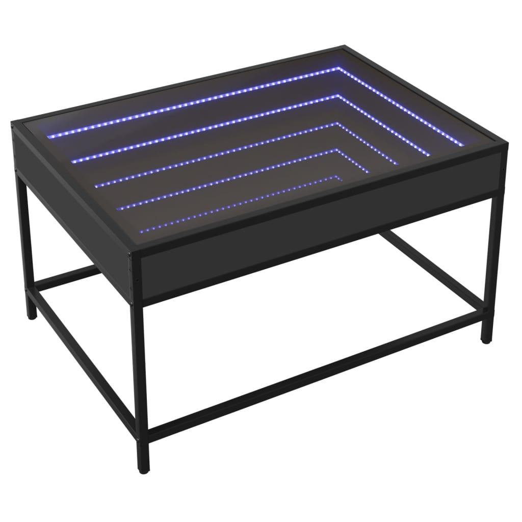 fekete végtelen hatású LED-es dohányzóasztal 70 x 50 x 41 cm (847682)