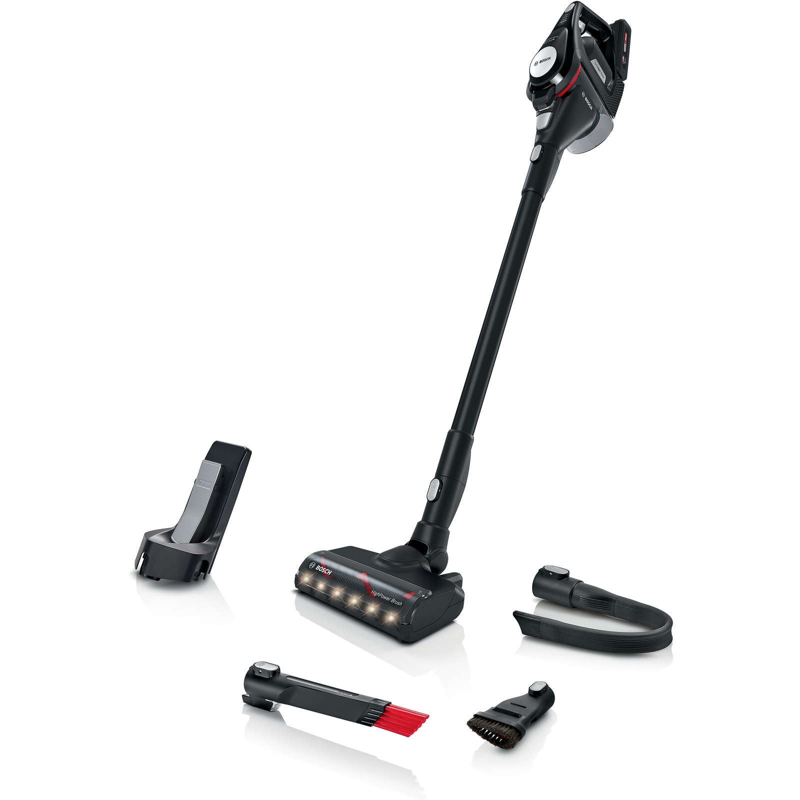Bosch Serie 8 BCS8214BL tyčový vysávač a elektrická metla Batérie Suchý Textil Bezvreckové 0,4 L Čierna, Strieborná 4 Ah (BCS8214BL)