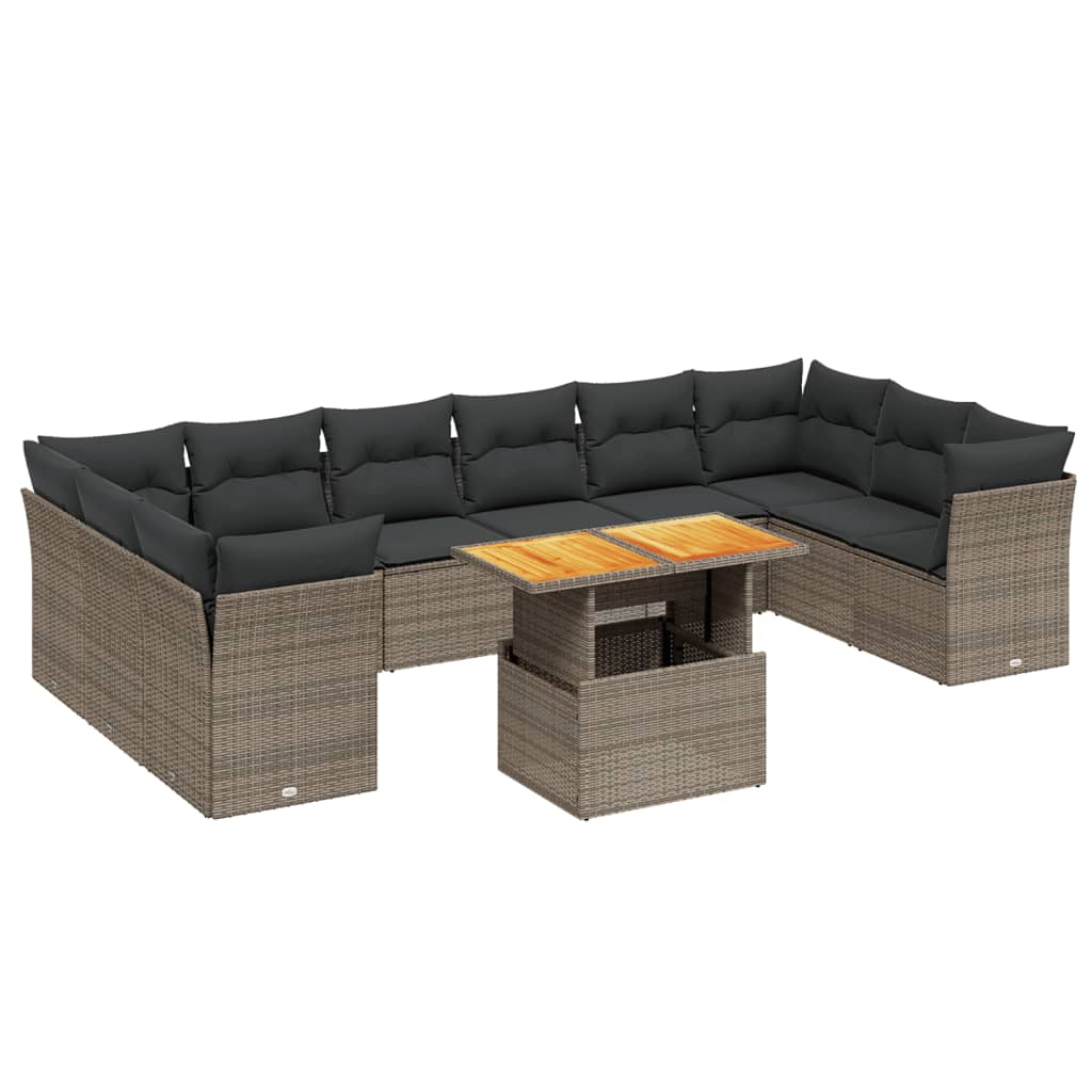 11 részes szürke polyrattan kerti ülőgarnitúra párnákkal (3271025)