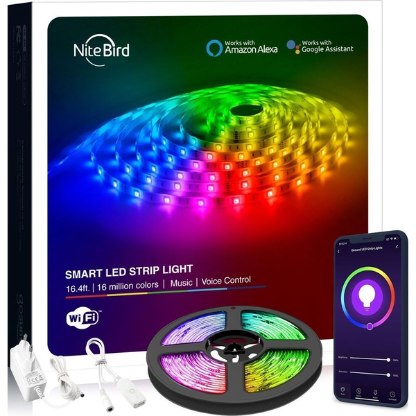 NITEBIRD SL3 SL3 10m/12V/1A/hangvezérlés/távoli vezérlés/ütemezés/zene és APP vezérlés/Smart Wi-Fi-s RGB LED szalag
