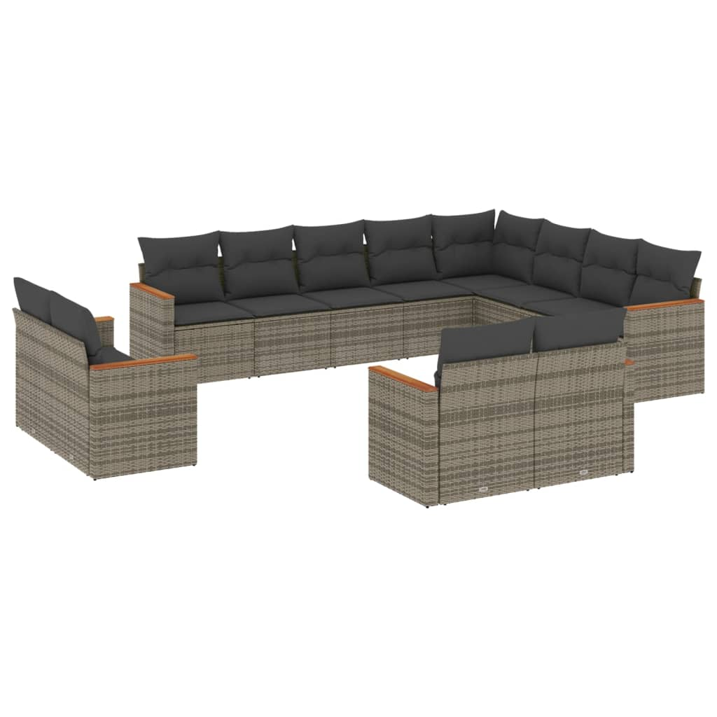 12 részes szürke polyrattan kerti ülőgarnitúra párnákkal (3226515)