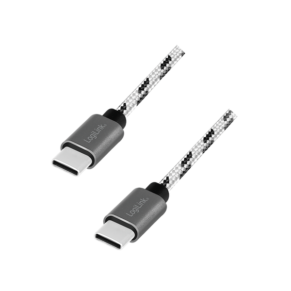 Кабел за захранване и данни LOGILINK, за смартфон, USB 2.0 Type-C (T) USB 2.0 Type-C (T), 3 комплекта кабели: 0,5/1/2m, премиум, кабел с найлонова оплетка, двойно екраниране, черен и бял