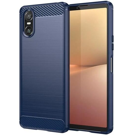 Gigapack Sony Xperia 10 VI szálcsiszolt, karbon mintás tok sötétkék (GP-159150) (GP-159150)
