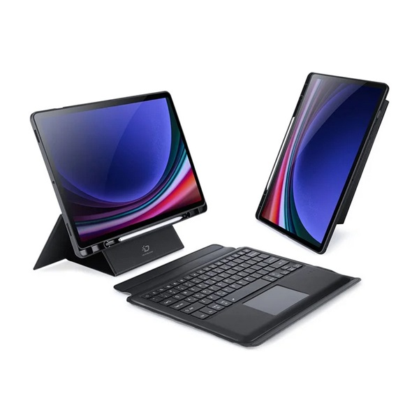 Dux Ducis tok álló, bőr hatású (FLIP, mágneses bluetooth billentyűzet, asztali tartó, QWERTY, angol nyelvű) FEKETE Samsung Galaxy Tab S10 Plus LTE (SM-X826B) / Galaxy Tab S10 Plus WIFI (SM-X820) (GP-162930)