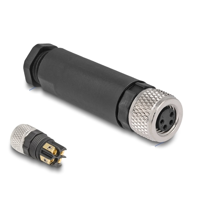 Delock M8 Csatlakozó A-kódolású, 4 tűs anya csavarozható kapcsolat (60532) (60532)