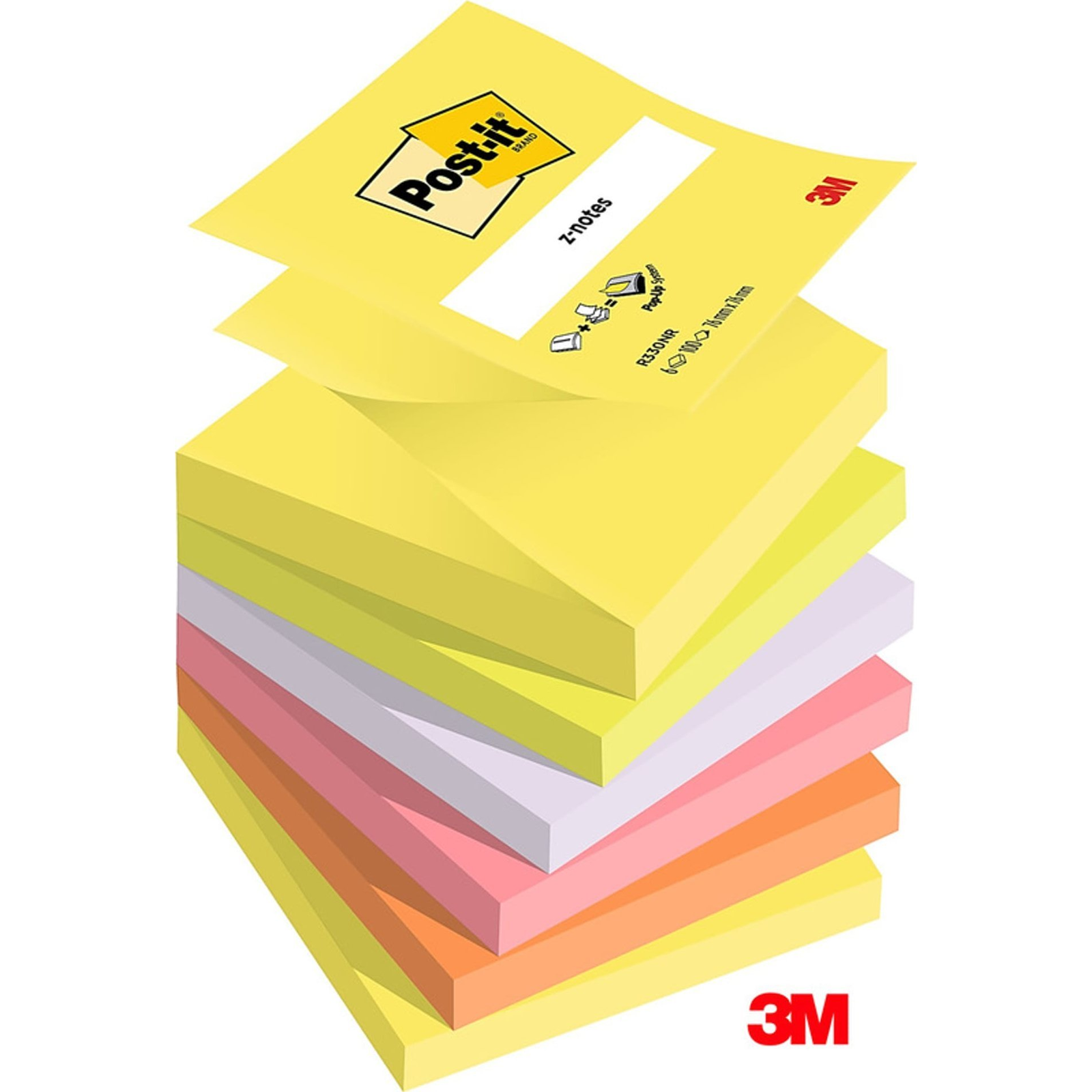 Öntapadós Jegyzettömb 3M Post-it R-330-NR Z Szivárvány 76x76mm 100 Lap 6 Tömb Neon Színek ( )