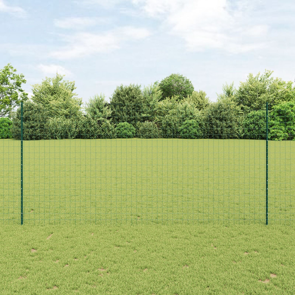 Kerítés oszlopokkal Zöld 1.6 x 10 m Acél