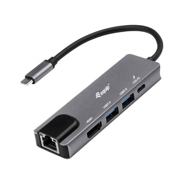 Equip 133489 dokkoló állomás és port replikátor Vezetékes USB 3.2 Gen 1 (3.1 Gen 1) Type-C Szürke