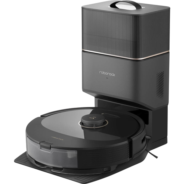 Aspirator robot Roborock Q8 Max+ cu perie laterala, Auto- golire Dock 5500Pa de aspirare, perie DuoRoller™, capacitate rezervor de apa de 350 ml, volum cos de gunoi de 470 ml, sac de praf de 2,5 L, Reactive Tech, robot aspirator, negru