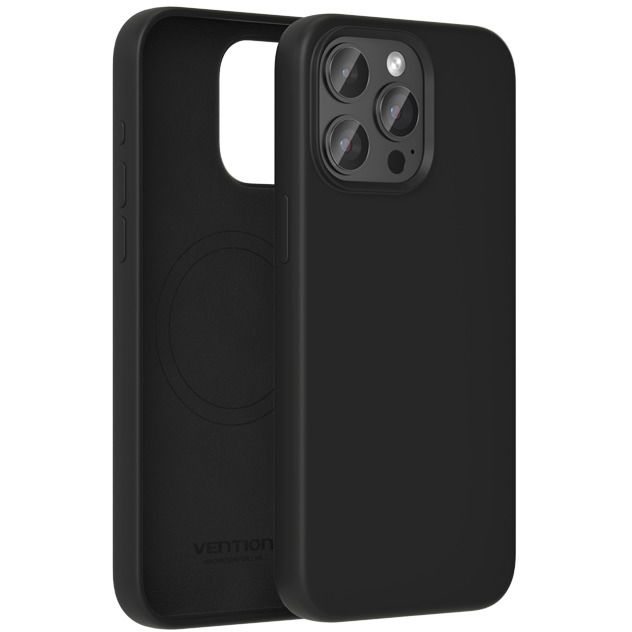 Vention Liquid iPhone 15 Plus fekete szilikon MagSafe tok (KUFB0-20)