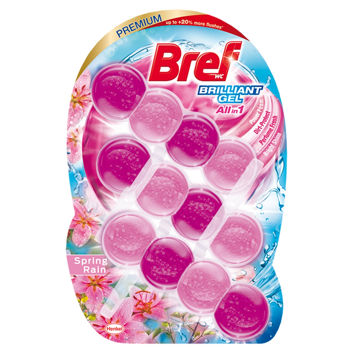 Bref Brilliant Gel Spring Rain WC illatosító - 3x42g (23939)
