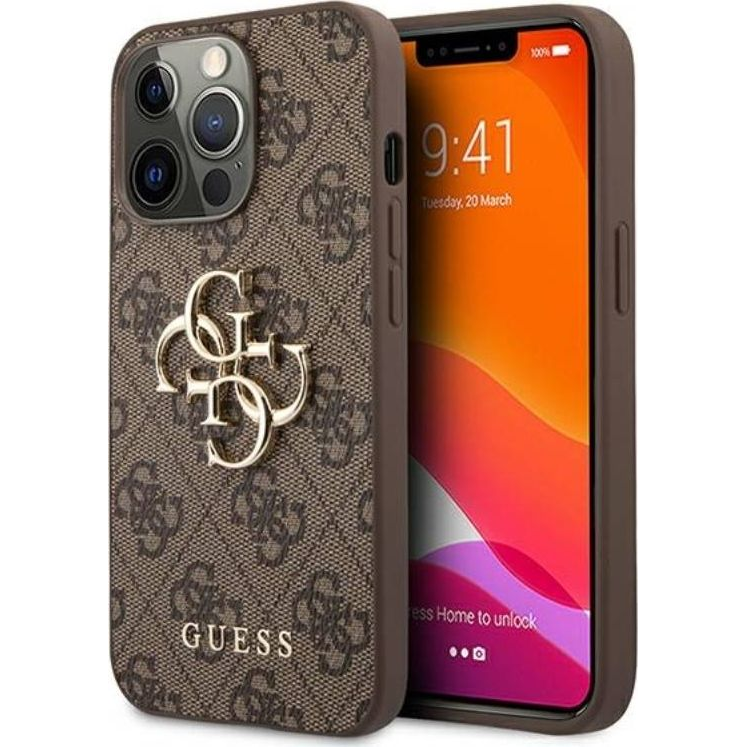 Guess 4G Metal Logo Apple iPhone 13 Pro Műanyag Tok - Barna (GUE1297BR)