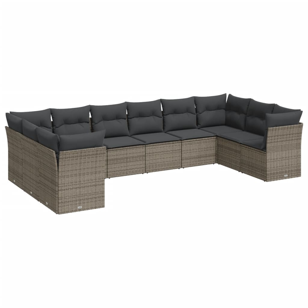10 részes szürke polyrattan kerti ülőgarnitúra párnákkal (3218200)
