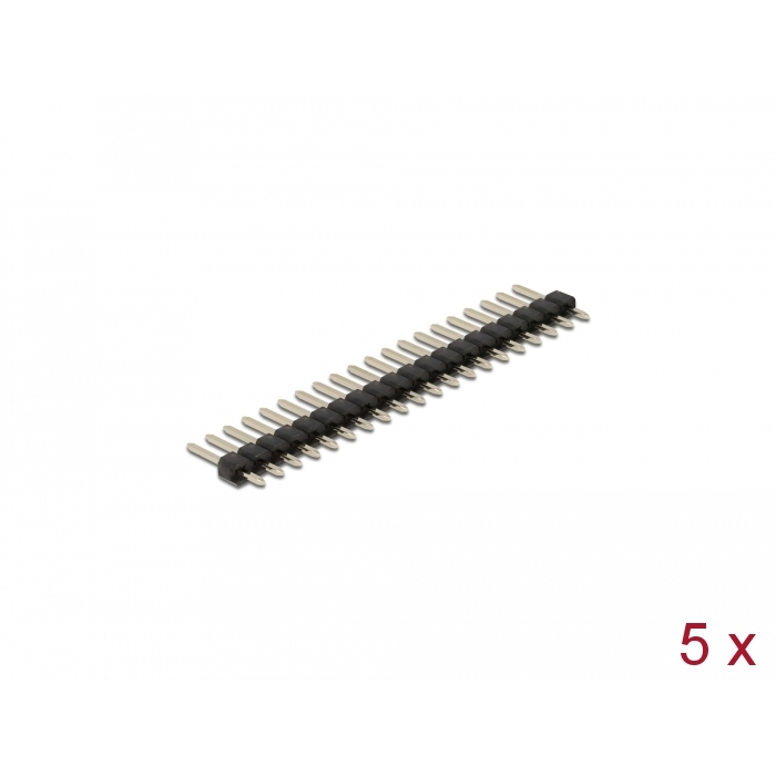 Delock Tűfejléc 20 tűs, 2,54 mm-es osztással, 1 soros, egyenes, 5 db. (66693) (66693)