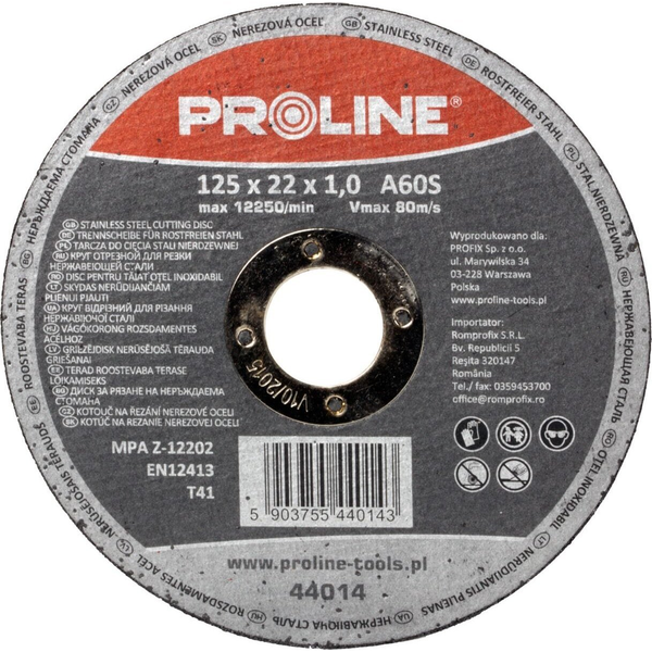 REZNA PLOŠČA INOX T41, 125x1, 2x22 A60S 10KOM KOVIN